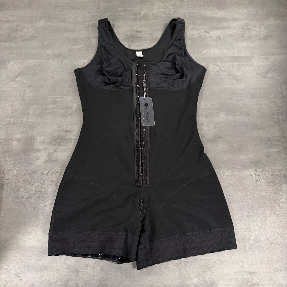 YIANNA Shapewear Bodysuit Women XL Tummy Control Black Lace Trim NEW